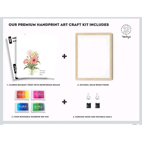 TwoDays Flower Bouquet Handprint Art Craft DIY Kit, Unique Gifts Mom from 16x12 - Picture 2 of 5